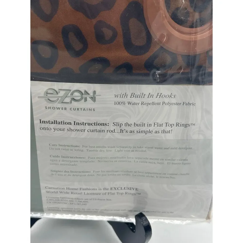 Carnation Home Fashions EZ-ON Wild Encounter Shower Curtain 108x75 Hookless NIP
